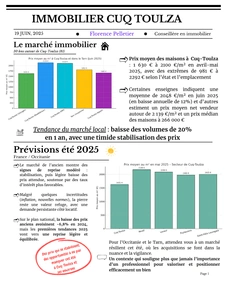 Quelques informations du marché immobilier autour de Cuq-Toulza (81) cet été