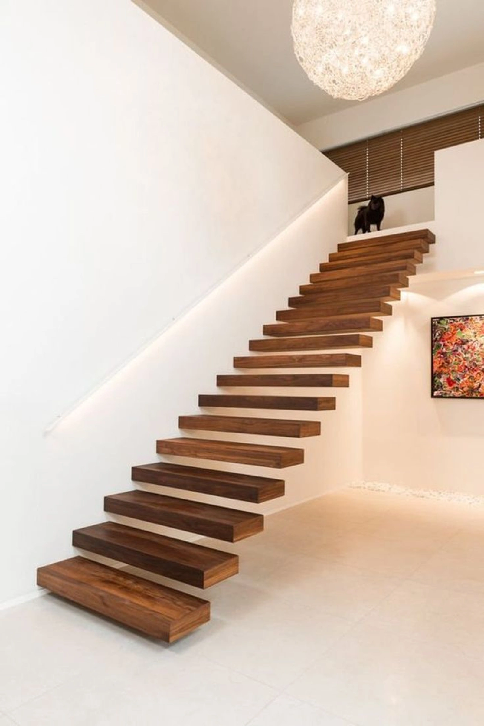 Designs d'escalier suspendu - le look du loft moderne