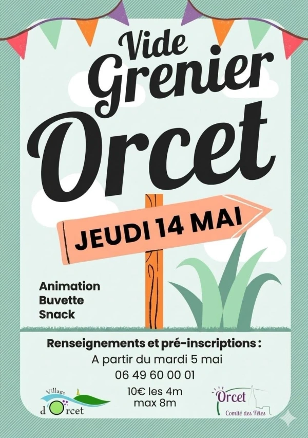Vide Grenier à Orcet Le jeudi de l'ascension 14 mai 2026