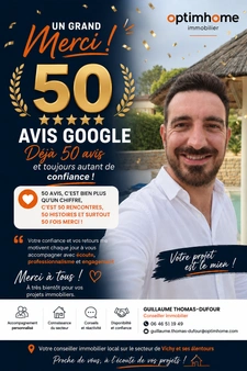 50 avis Google pour votre conseiller immobilier à Vichy et alentours : merci !