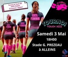 Tournoi Touch XIII : samedi 03 mai à 18h00 au stade G. Prézeau.