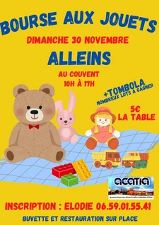 Bourse au jouets à Alleins  le 30 novembre de 10 à 17H