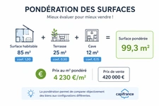 Pondération des surfaces habitables dans l'estimation