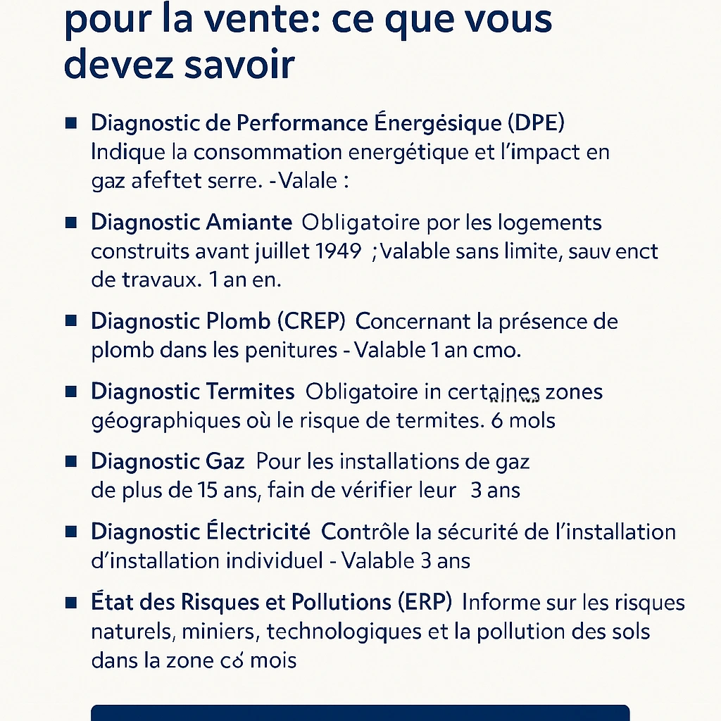 Diagnostics immobilers obligatoires pour la vente : ce que vous devez savoir