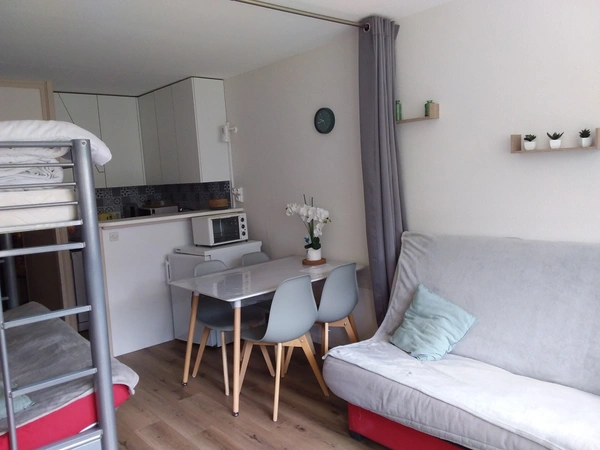 Studio 24 m² avec balcon, cellier, et casier à ski.