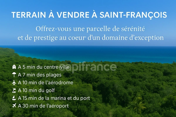 Terrain d’exception à Saint-François (971), lotissement de 5 lots, terrain viabilisé, étude de sol réalisée