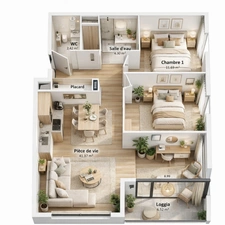 appartement à vendre 3 pièces BOIS GUILLAUME (76)
