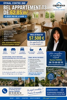 APPARTEMENT de 62,75 m2 à vendre 3 pièces EPINAL (88) à 2 pas de la GARE