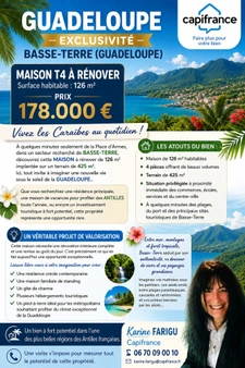 Maison à vendre 4 pièces BASSE TERRE (971) MAISON T4 proche de la Place d'Armes