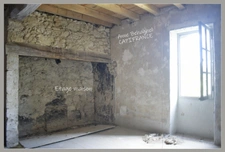  For sale LAMONTJOIE P4 stone village house to renovate, with converted outbuilding