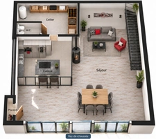 OULLINS – LOFT 184 M² – 3 SUITES & TERRACE in the Bussière area, near the city centre
