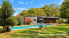 HABAS (40) – MAISON D'ARCHITECTE EN OSSATURE BOIS AVEC PISCINE, PATIO ET PARC ARBORÉ 