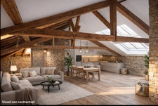 Poleymieux-au-Mont-d’Or – Appartement sous combles à aménager 74.54 m² – Verrière & poutres apparentes