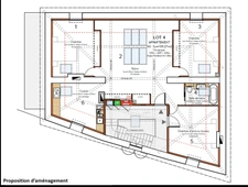 Poleymieux-au-Mont-d’Or – Appartement sous combles à aménager 115 m² – Verrière & poutres apparentes
