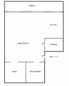 À louer meublé – Marseille 1er – Studio de 51 m² avec cour privative de 25 m²