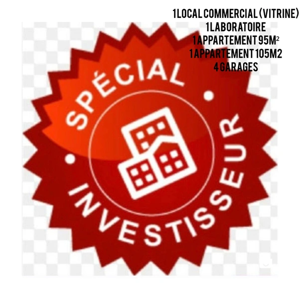 En exclusivité, investissement locatif avec une rentabilité (frais de notaire inclus) à 12,60% (1 vitrine avec 1 laboratoire + 2 appartements + 4 garages) à Colombier-Fontaine