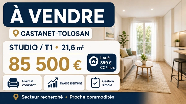 OPPORTUNITÉ D’INVESTISSEMENT LOCATIF AVEC STUDIO À CASTANET-TOLOSAN