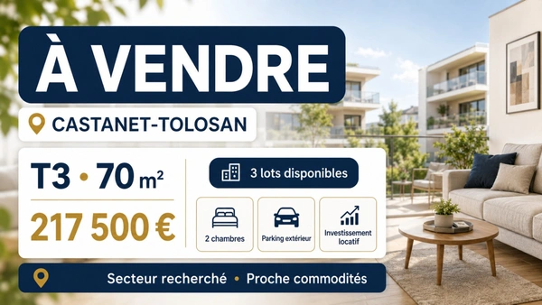 T3 INVESTISSEMENT SEREIN À CASTANET-TOLOSAN AVEC LOCATAIRE EN PLACE