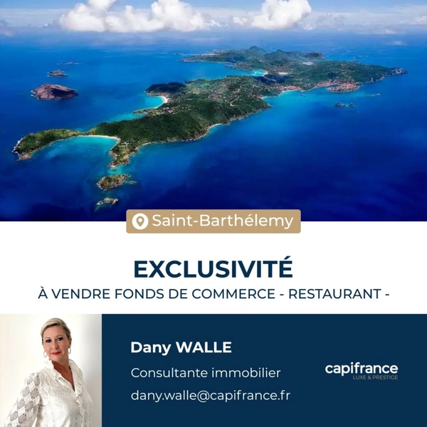 EN EXCLUSIVITÉ À VENDRE FONDS DE COMMERCE RESTAURANT-BAR AVEC ÉQUIPEMENT COMPLET, SAINT-BARTHÉLEMY (97133)