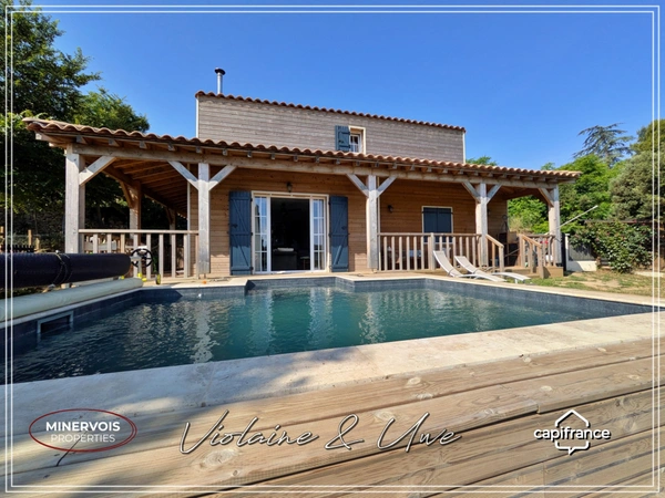 MAISON CONTEMPORAINE À OSSATURE BOIS – DPE A – PISCINE AU SEL – LA CAUNETTE