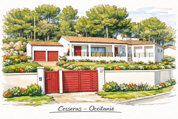 Villa contemporaine 158 m² – 5 chambres – Piscine – Terrain 3 000 m² – Classe A – Cesseras