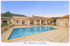Villa de plain-pied avec piscine, dépendances et grand jardin à Bize-Minervois