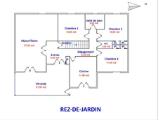Maison de plain-pied 4 pièces – 98 m² avec sous-sol complet – Proche Pont-de-Vaux