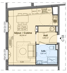 PROPRIANO (20) appartement à vendre 1 pièces de 37,13 m2
