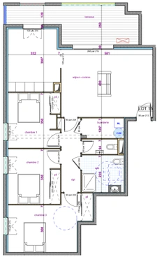 à vendre BORGO (20) appartement 4 pièces de 94,30 m2 avec terrasse et vue mer