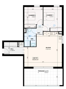 Dpt Corse (20), à vendre Sainte Lucie de PORTO VECCHIO appartement T3 de 70,65 m²  - Terrasse de 19,25m2
