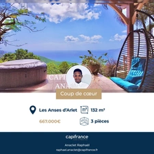 ❤️COUP DE COEUR❤️  A vendre Villa 3 pièces vue extraordinaire, LES ANSES D'ARLETS (972)