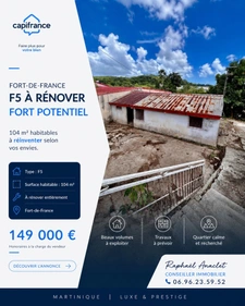 GROSSE OPPORTUNITÉ ! Maison à vendre 5 pièces FORT DE FRANCE (972)