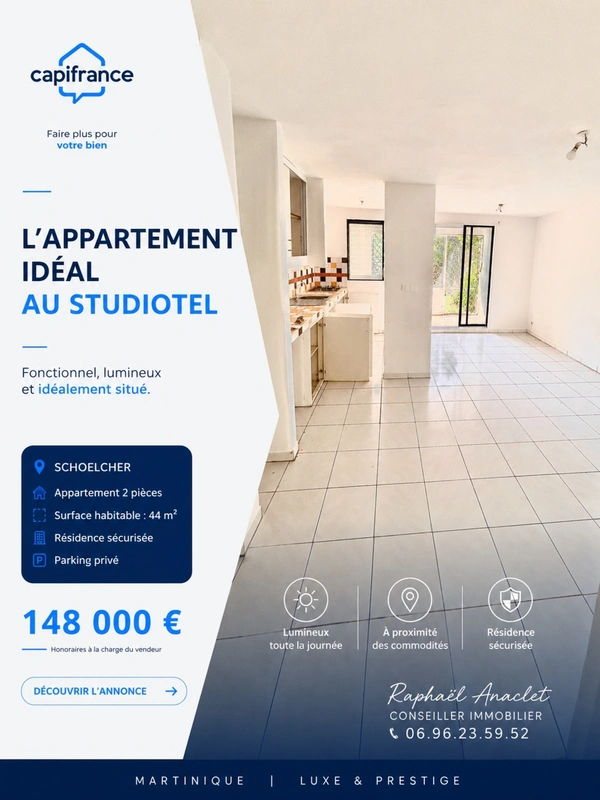 📍 SCHOELCHER – Résidence sécurisée STUDIOTEL (97233)