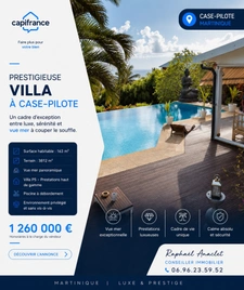 ❤️COUP DE CŒUR❤️ À vendre – Villa contemporaine avec piscine à débordement, vue mer et dépendance locative 97222 CASE-PILOTE