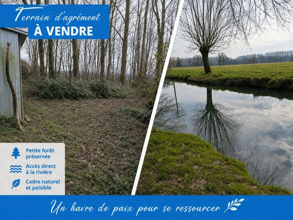 Terrain d’agrément arboré avec accès rivière – 3 982 m² - Thérouanne