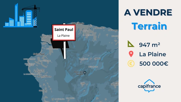Parcelle constructible 947 m² – Potentiel R+2 – Plaine Saint-Paul
