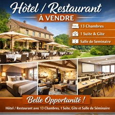 Hôtel / Restaurant -13 chambres - Gite - 1 suite - Salle de séminaire