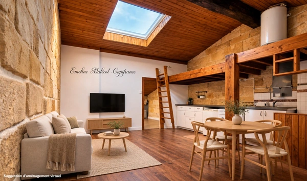 Bordeaux – T2 atypique dernier étage – 48,6 m² au sol – 169 000 €