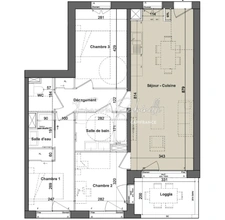 Appartement  T4 de standing  avec balcon vue dégagée  au 8e étage – Lyon Confluence