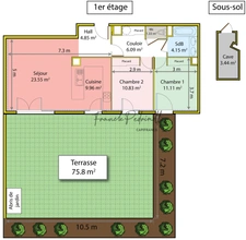 Beau T3 72 m²  VILLEURBANNE (69) CHARPENNES – Place Charles Hernu avec terrasse 75 m²