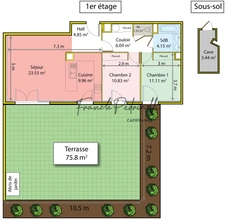 Apartment for sale, 3 rooms, 72 m², VILLEURBANNE (69) CHARPENNES – Place Charles Hernu with exceptional 75 m² terrace