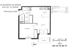 Dpt Gironde (33), for rent 30 km from BORDEAUX - FURNISHED T2 with parking - Top floor, quiet, open view