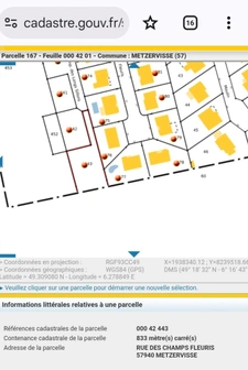 Terrain à vendre 833m² METZERVISSE (57)