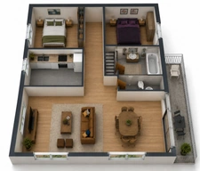 Appartement Duplex T3 avec terrasse, grand jardin privatif 100 m² et garage – petite copropriété sans charges