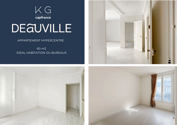 Deauville hyercentre, dans une résidence art-déco bel appartement 2 chambres à rafraichir, plage et commerces à pied – idéal habitation ou bureaux