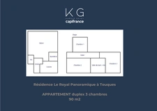Touques, 3-bedroom duplex apartment for sale, two underground parking spaces in a secure residence