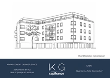 Caen, Folie Couvrechef district, 2-bedroom apartment for sale, top floor, south-facing, with underground garage