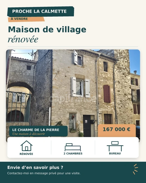 Maison à vendre 4 pièces proche de LA CALMETTE (30)