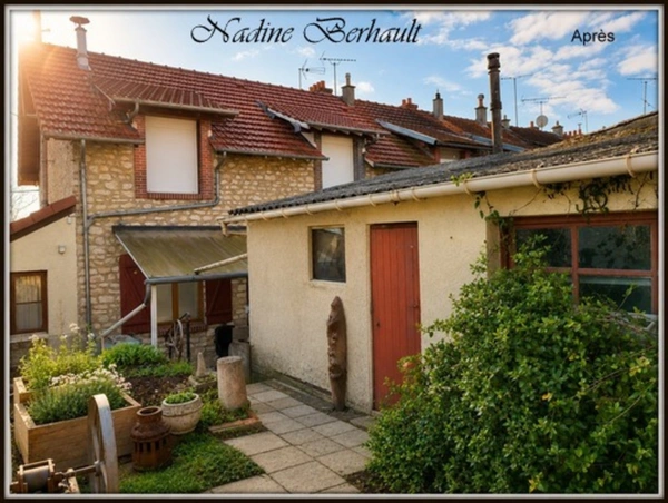 Maison à relooker, 4 pièces,2 chambres, Bord de Loing.en hauteur. Garage, cave, veranda, centre ville.