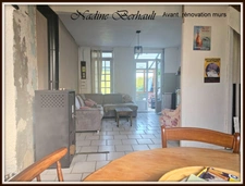 Maison à relooker, 4 pièces,2 chambres, Bord de Loing.en hauteur. Garage, cave, veranda, centre ville.
